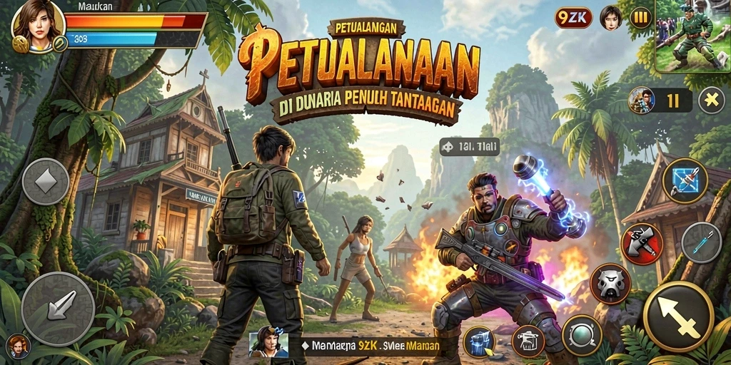 Gameplay menantang di dunia petualangan 9ZK yang penuh aksi.