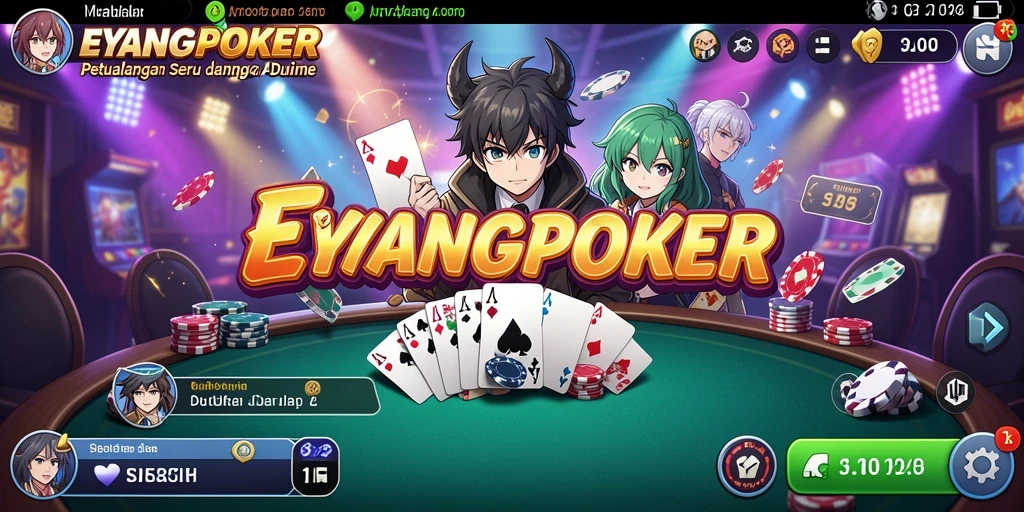 Tampilan menarik dari gameplay <strong>EYANGPOKER</strong> dengan karakter anime yang hidup.