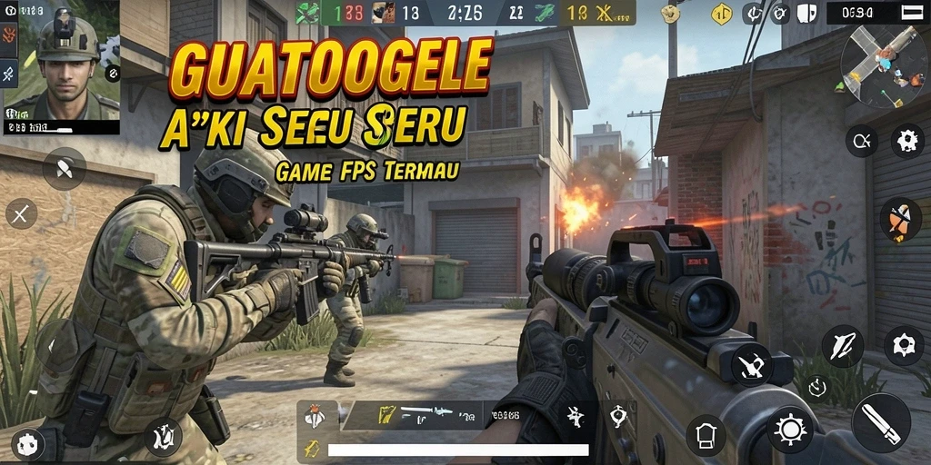 Tampilan utama GUATOGEL yang menunjukkan aksi menembak yang menegangkan.