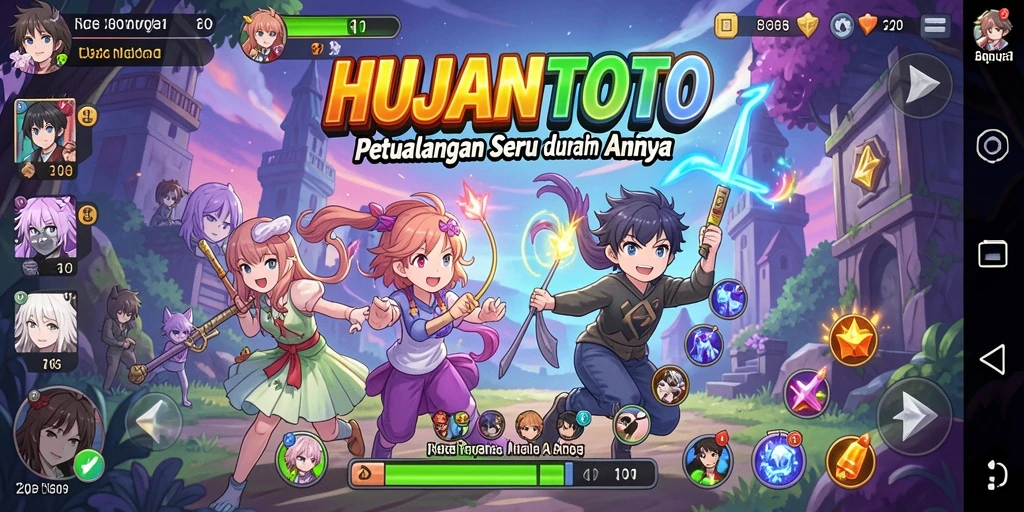 Tampilan gameplay <strong>HUJANTOTO</strong> yang menarik dengan aksi seru karakter anime.