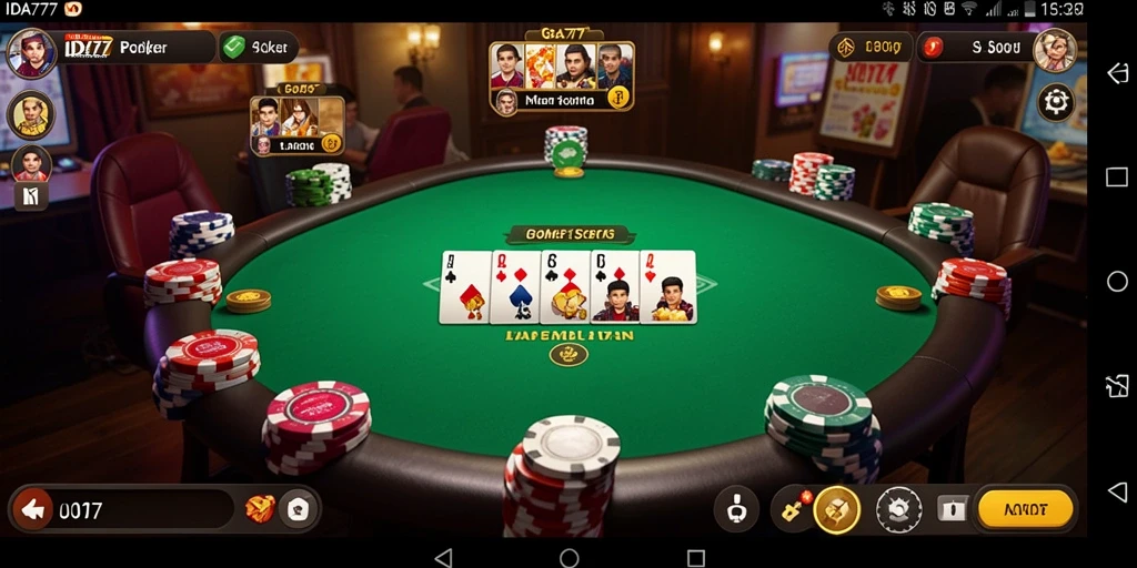 Tangkapan layar permainan poker IDA777 dengan tampilan grafis menarik.