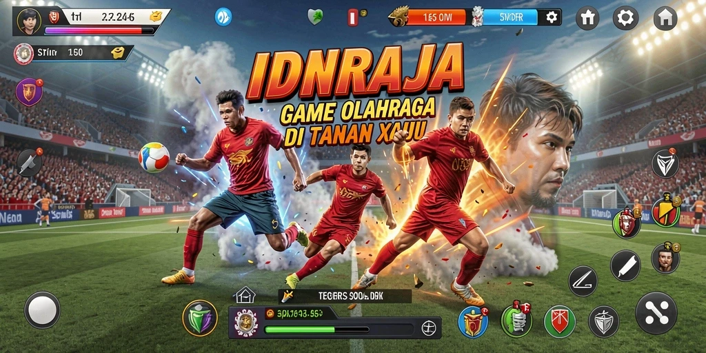 Tampilan gameplay mendebarkan dalam IDNRAJA, tunjukkan keterampilan olahraga Anda!