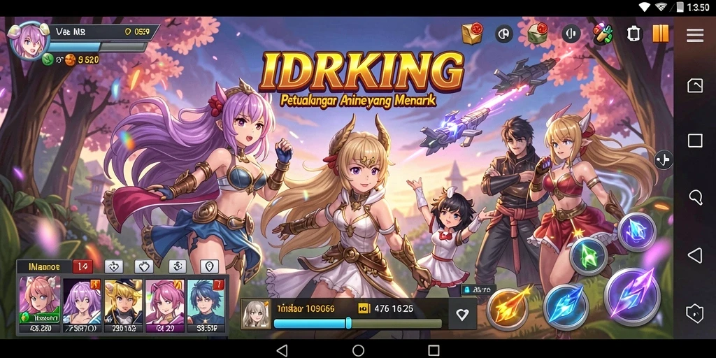 Tampilan seru gameplay IDRKING dengan karakter anime yang menarik.