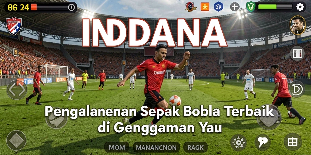 Gameplay seru dan realistis di INDAAA dengan aksi sepak bola yang mendebarkan.
