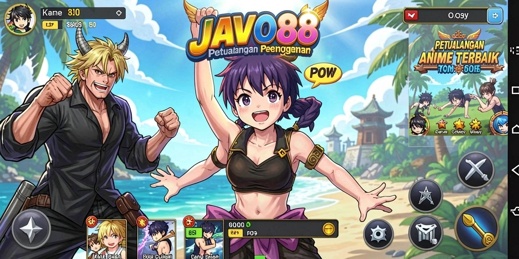 Screenshot menunjukkan pertarungan epik dalam dunia Anime yang menawan.