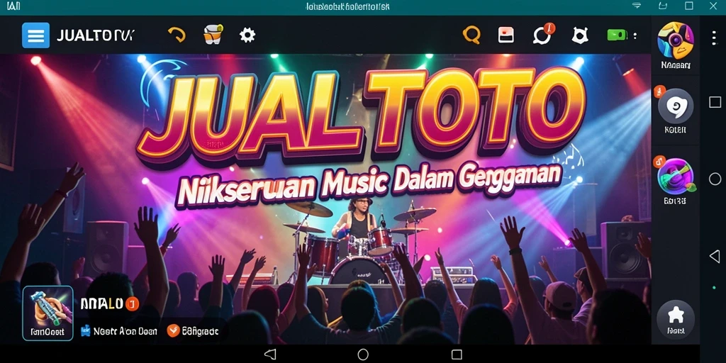 Screenshot utama JUALTOTO menampilkan antarmuka yang menarik saat memutar musik.