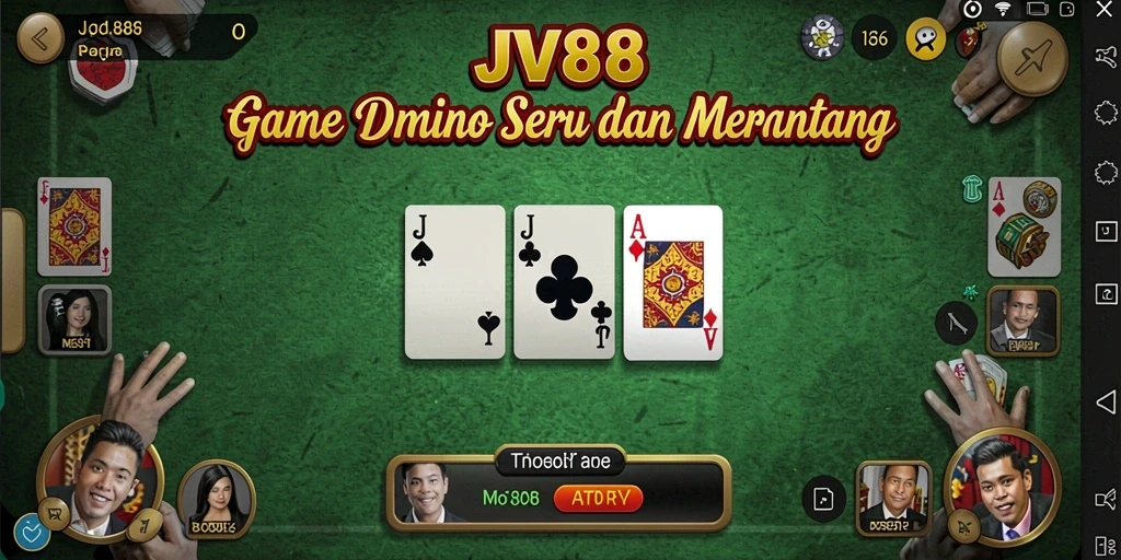 Tangkapan layar utama JV88 menampilkan gameplay seru dalam permainan Domino.