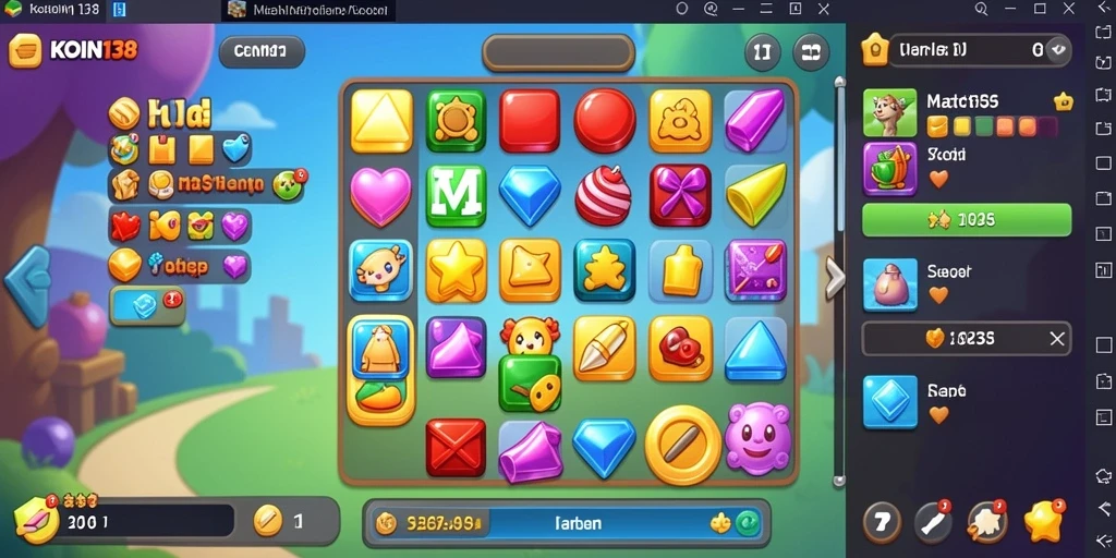 Screenshot gameplay KOIN138 menunjukkan aksi mencocokkan koin yang seru.