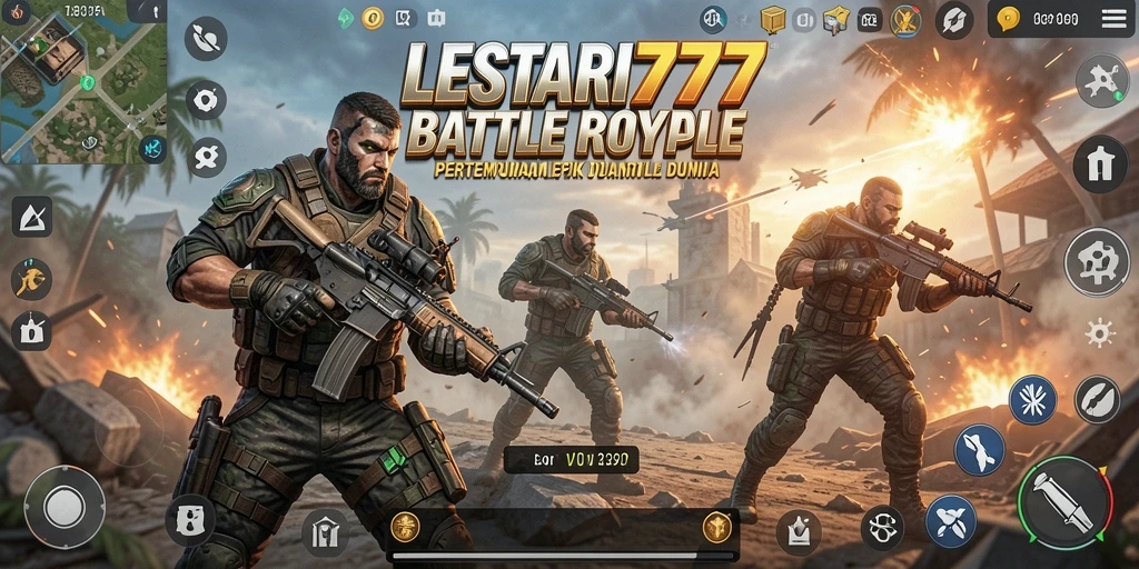 Screenshot dari gameplay seru LESTARI777 di arena Battle Royale.