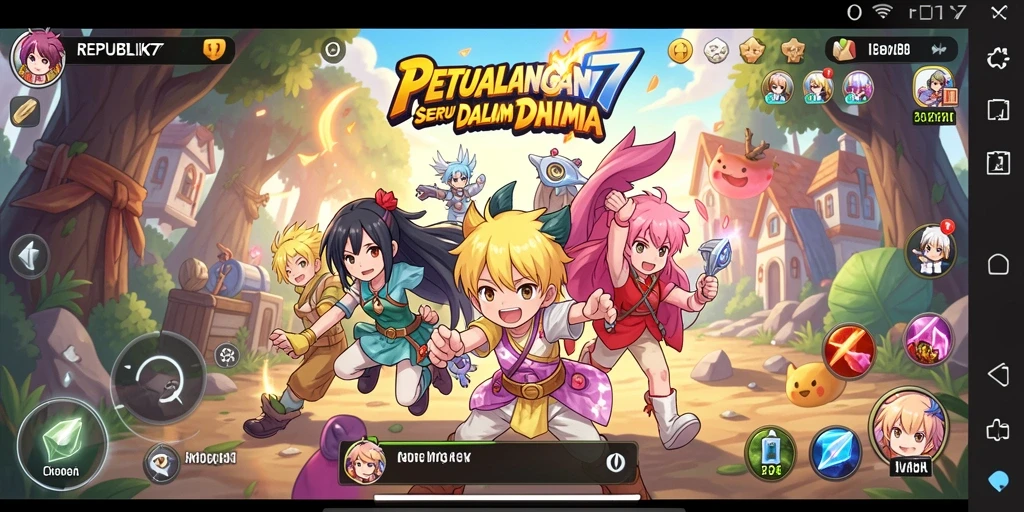 Tampilan gameplay seru dari REPUBLIK77 dengan karakter anime.