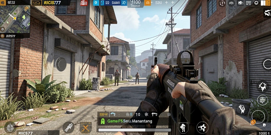 Tampilan menarik dari gameplay RICIS77 di medan pertempuran FPS.