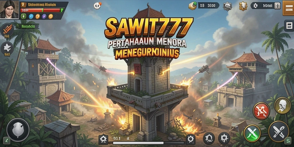 Screenshot gameplay SAWIT777 menunjukkan aksi seru dan strategi menara dalam Tower Defense.